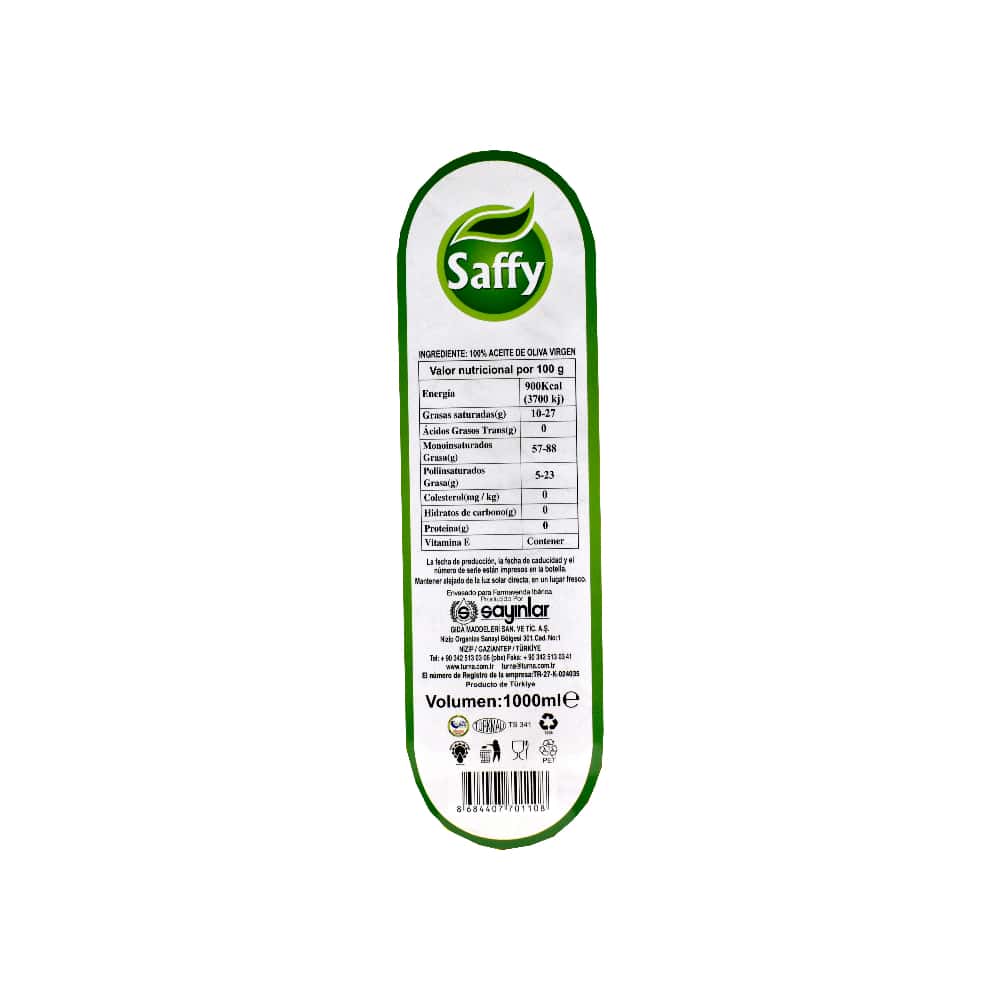 Aceite de oliva virgen Saffy (1 L) - Miniatura 3