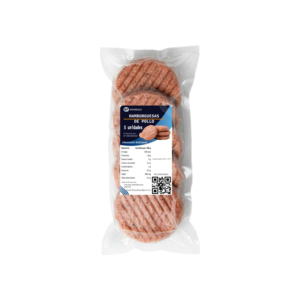 Hamburguesas de pollo original BF Mayabeque (5 x 80 g / 2.82 oz) - Miniatura 1