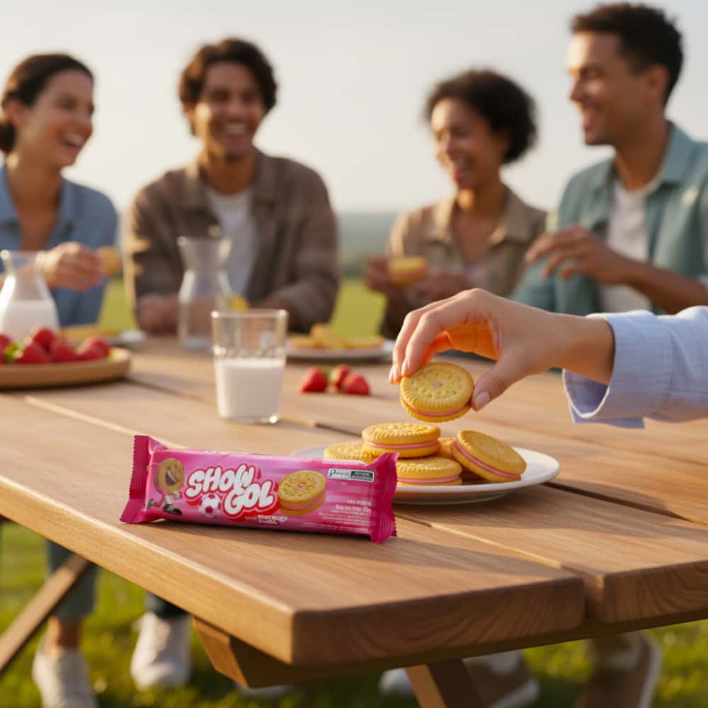 Galletas sabor vainilla rellenas con crema sabor a fresa Show Gol (76 g / 2.68 oz) - Miniatura 5