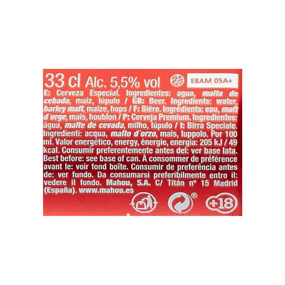 Cerveza Cinco Estrellas Mahou (330 ml) - Miniatura 3