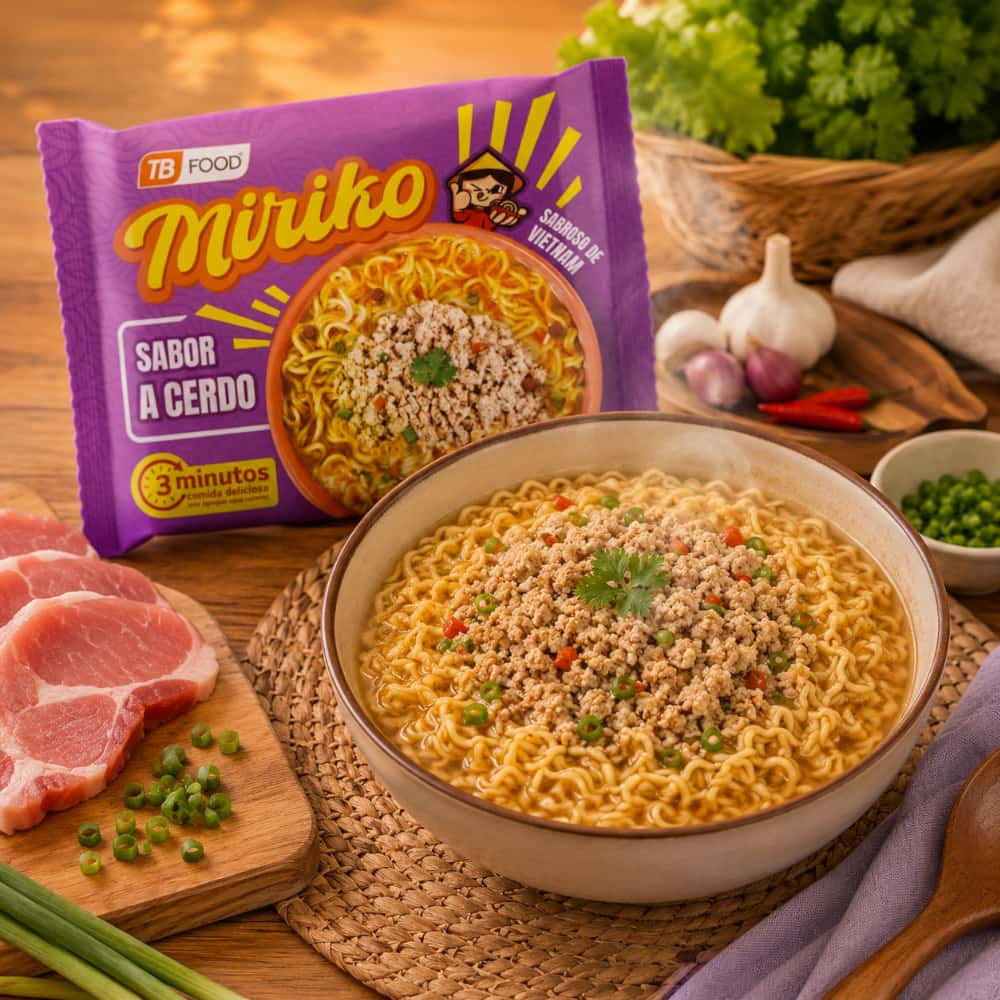Sopa instantánea de fideos sabor a cerdo Miriko (65 g / 2.29 oz) - Miniatura 4