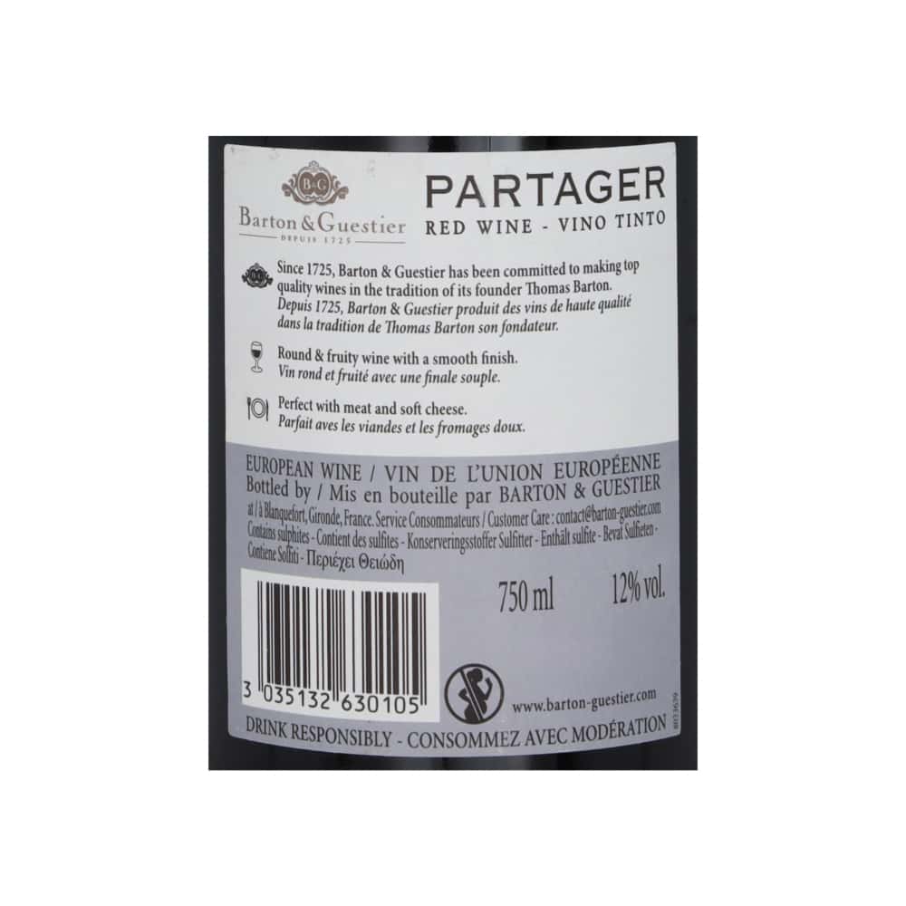 Vino tinto Partager Barton & Guestier (750 ml) - Miniatura 3