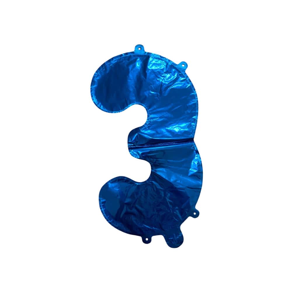Globo azul número 3 Balloon (16 pulgadas) - Miniatura 2