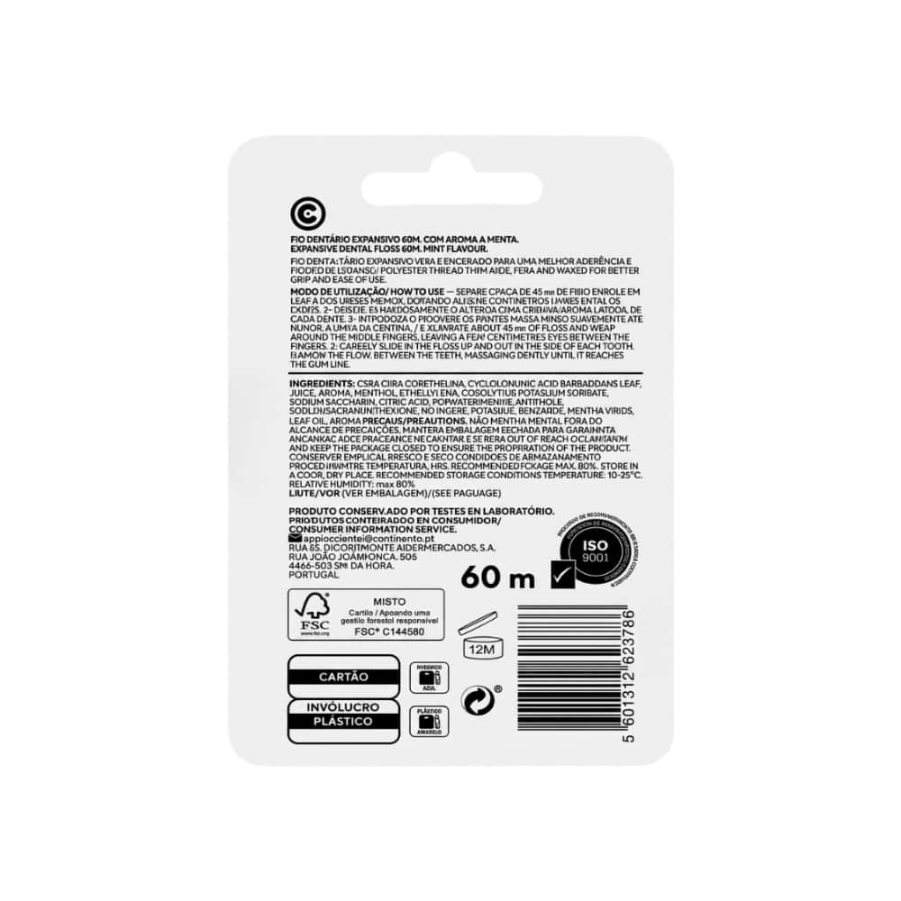 Hilo dental expansible sabor menta Continente (60 m) - Miniatura 2
