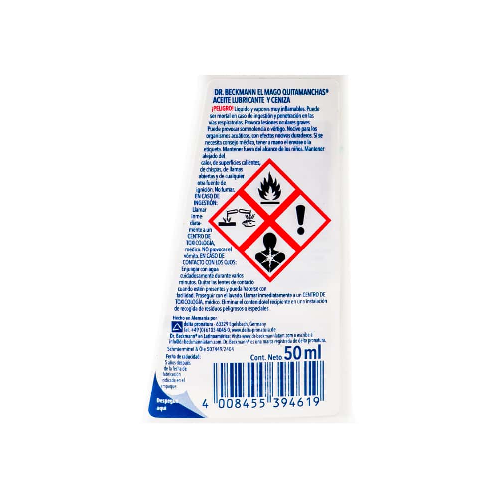 Quitamanchas de aceite lubricante y ceniza El Mago Dr. Beckmann (50 ml) - Miniatura 4
