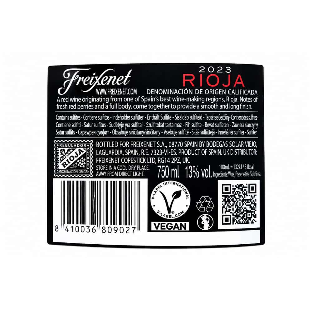Vino tinto Rioja Tempranillo Freixenet (75 cl / 25 oz) - Miniatura 3
