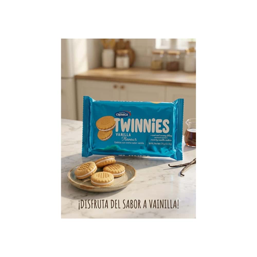 Galletas con crema sabor a vainilla Twinnies de Mrs Bector’s Cremica (276 g / 9.7 oz) - Miniatura 5