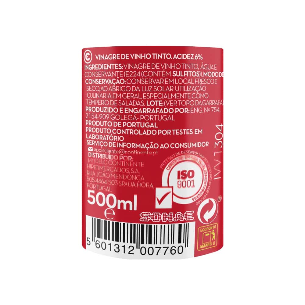 Vinagre de vino tinto Continente (500 ml / 16.90 floz) - Miniatura 3