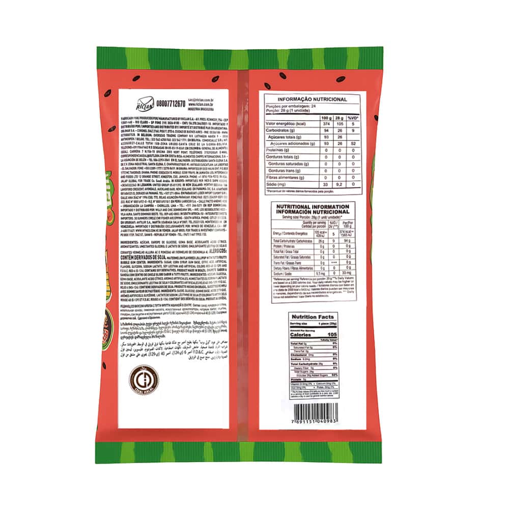 Chupa chupa sabor sandía con relleno de chicle Pop Mania Maxxi (672 g / 1.48 lb) - Miniatura 2