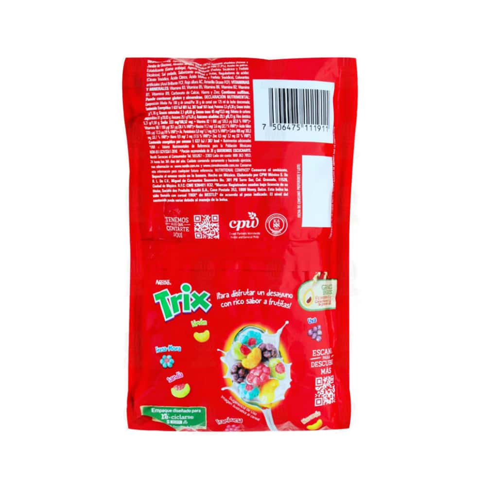 Cereal de maíz integral endulzado sabor a frutas Trix Nestlé (100 g / 3.52 oz) - Miniatura 5