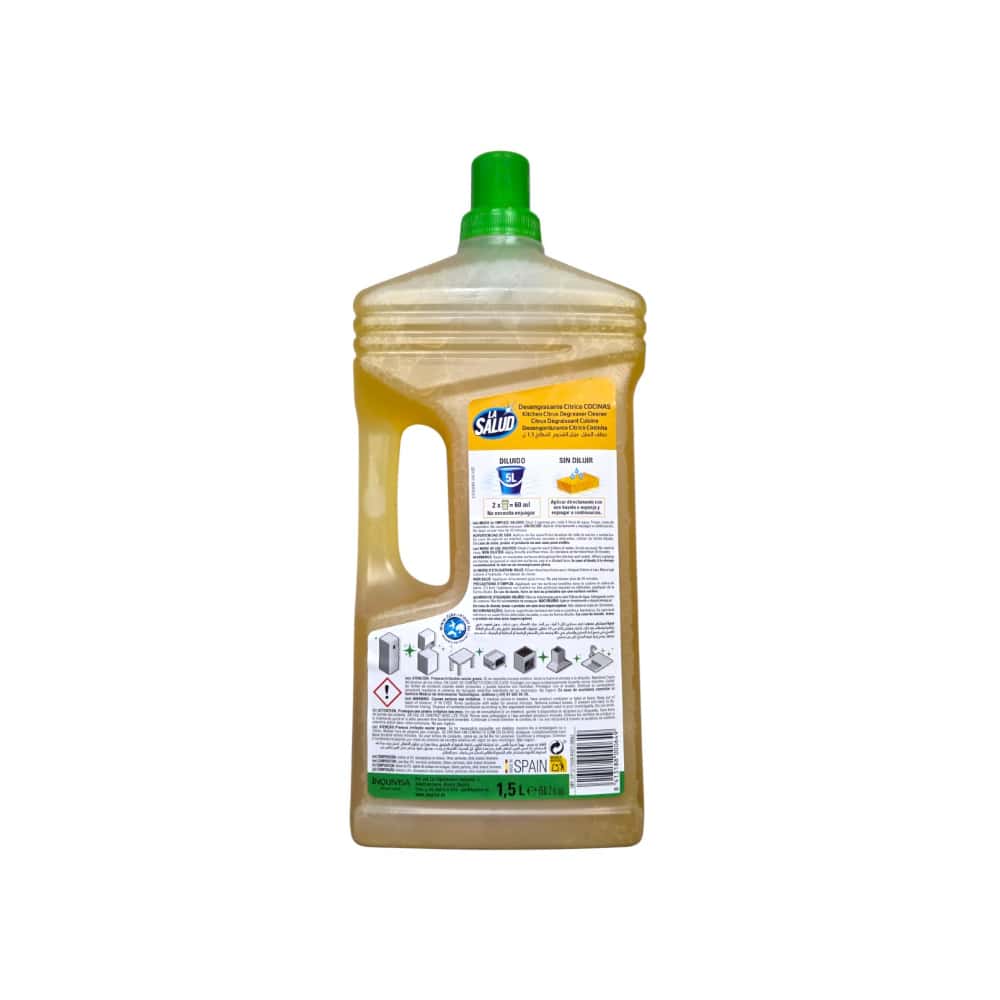 Desengrasante cítrico cocinas con amoníaco y aroma a limón La Salud (1.5 L / 50.7 fl.oz.) - Miniatura 2