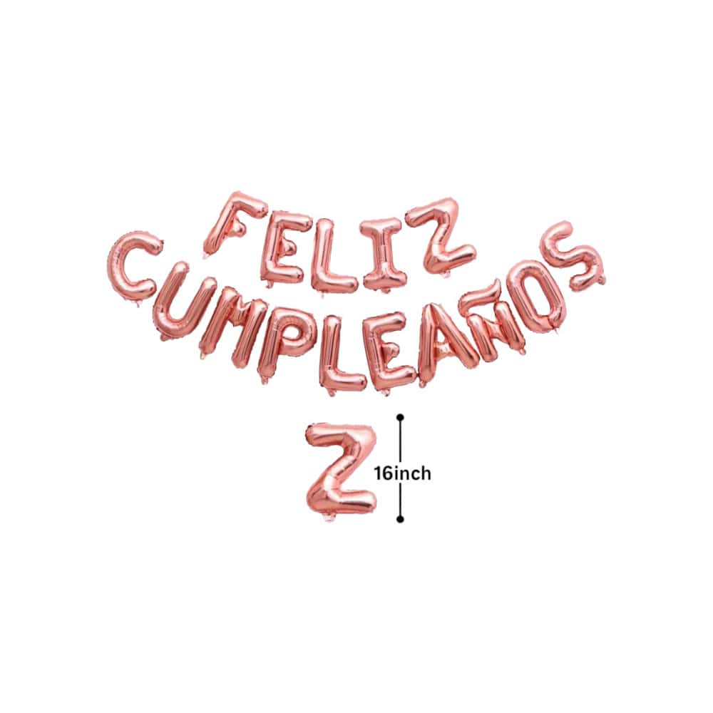 Cartel de Feliz Cumpleaños color rosado oro de 16 pulgadas Ballon - Miniatura 3