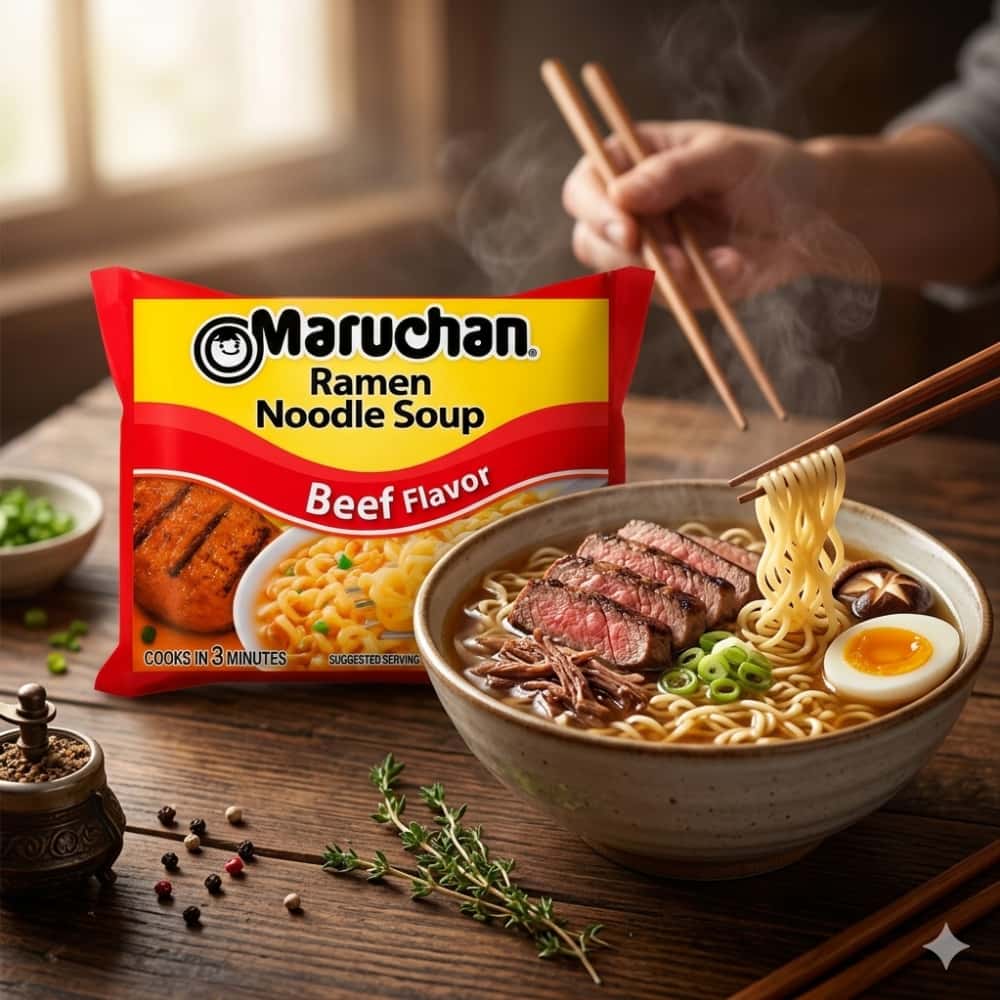 Sopa instantánea de fideos sabor carne de res Maruchan (85 g / 2.99 oz) - Miniatura 4