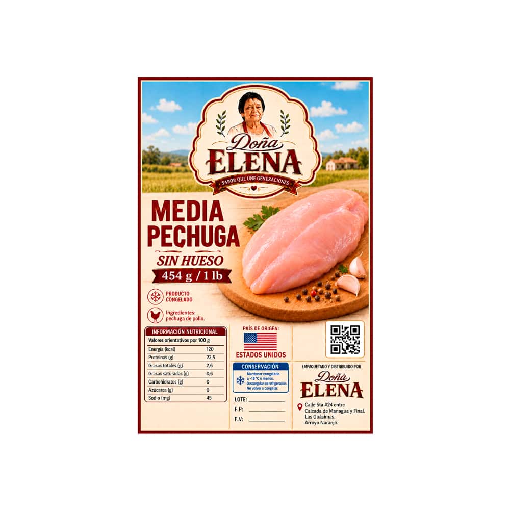 Media pechuga de pollo sin hueso Doña Elena (454 g / 1 lb) - Miniatura 2