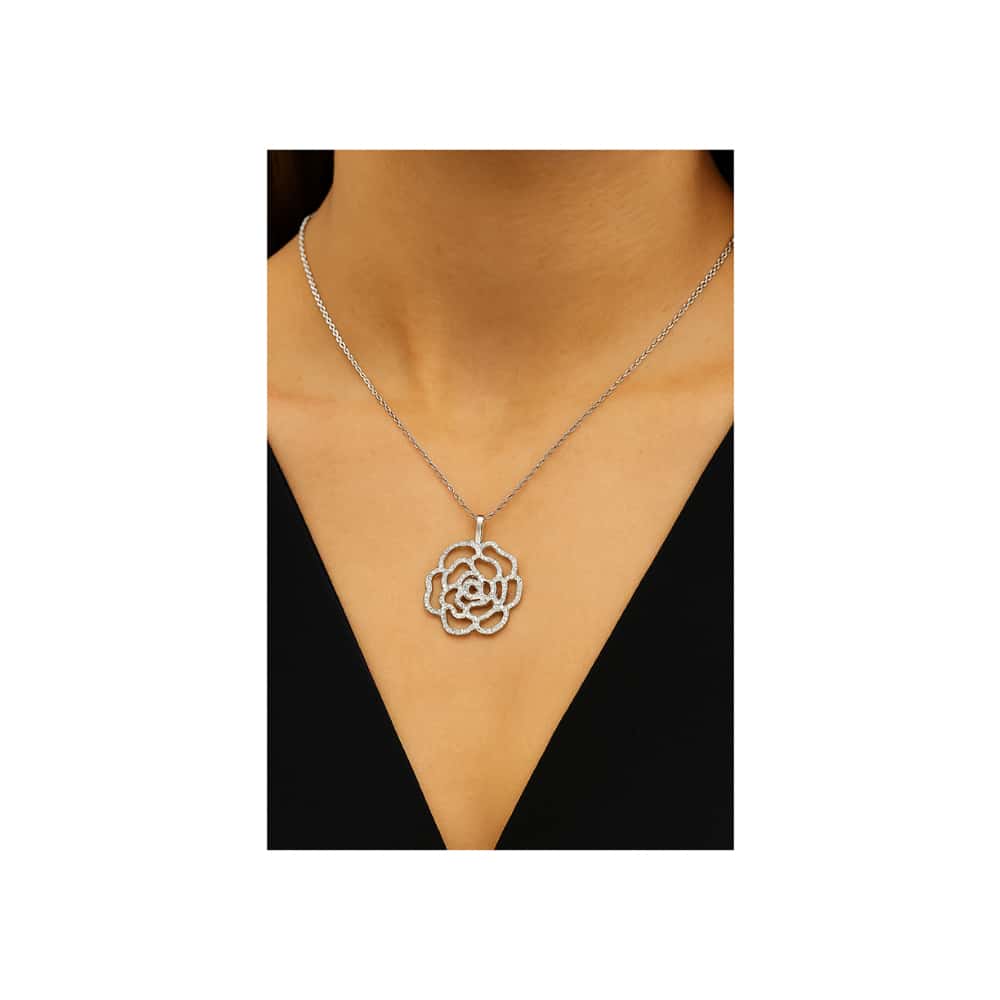 Colgante de plata S925 estilo Pandora flor de rosa - Miniatura 3