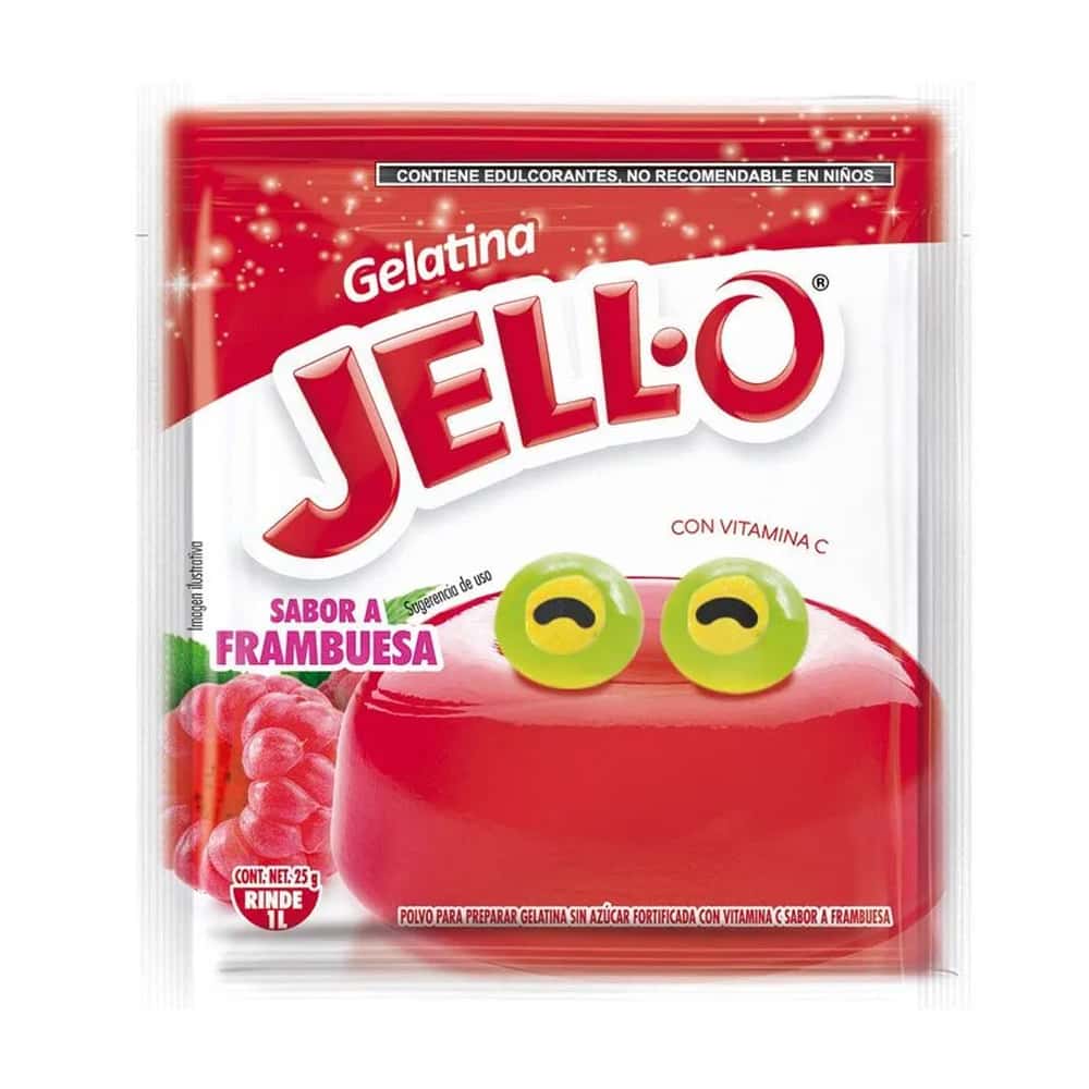 Gelatina sin azúcar fortificada con vitamina C sabor frambuesa Jell-O (25 g) - Miniatura 1