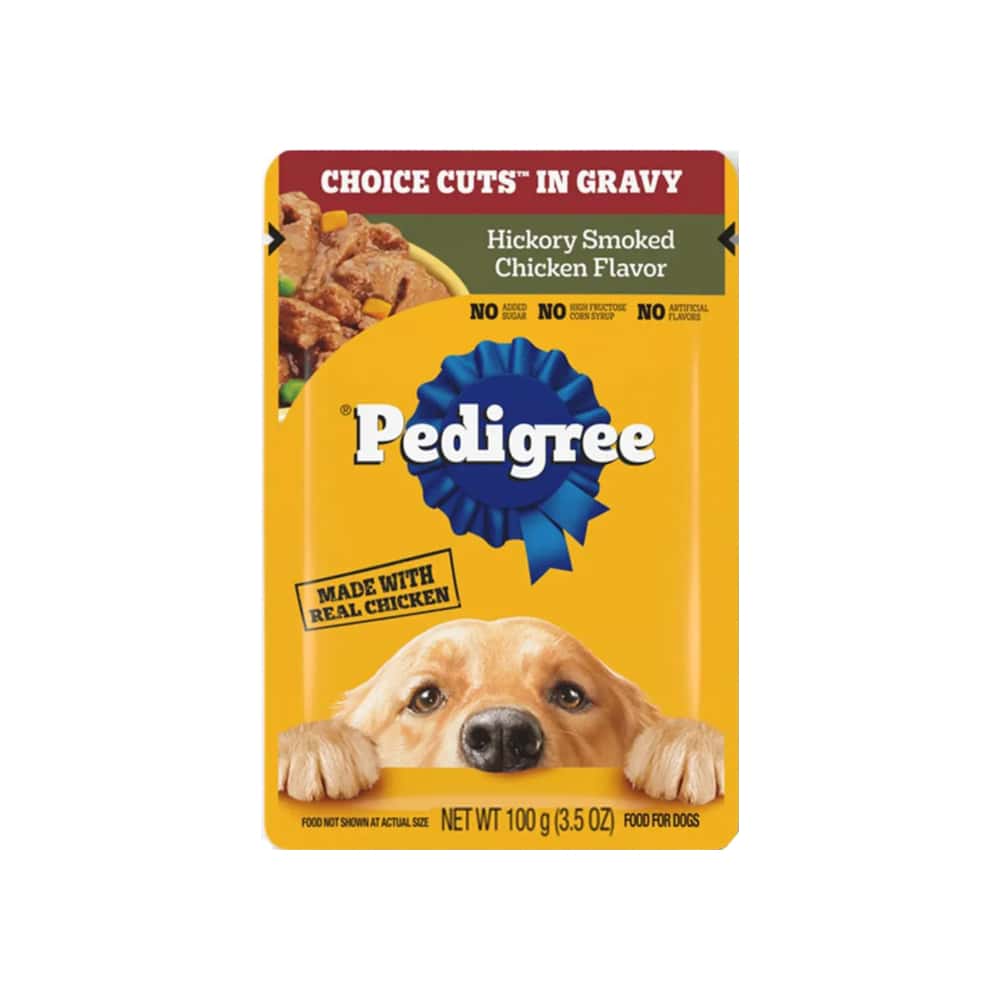 Alimento para perros cortes selectos en salsa sabor pollo ahumado nogal Pedigree (100 g / 3.5 oz) - Miniatura 1