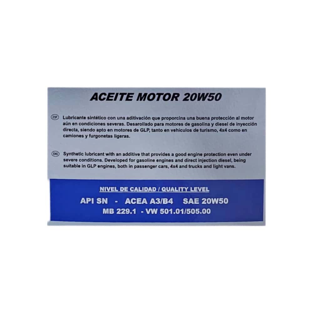 Aceite sintético 20W50 QLC Lubricants (5 L) - Miniatura 3