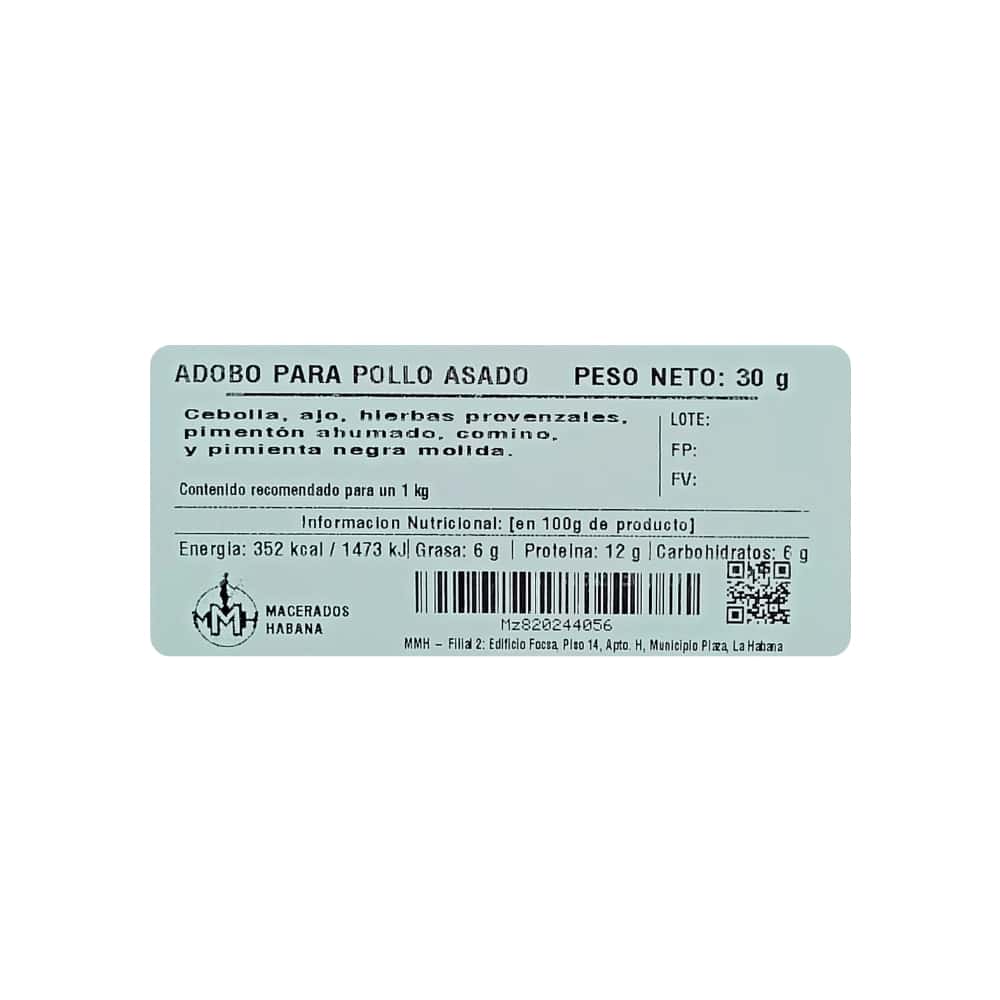 Adobo para pollo asado Macerados Habana (30 g / 1.06 oz) - Miniatura 2