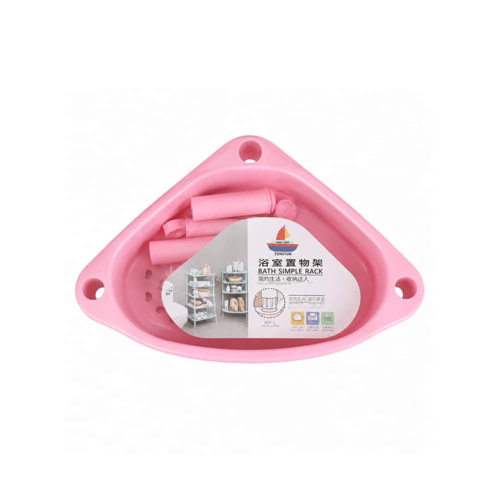 Estante organizador esquinero de plástico de 3 niveles rosa Tengyun (1 U) - Miniatura 2