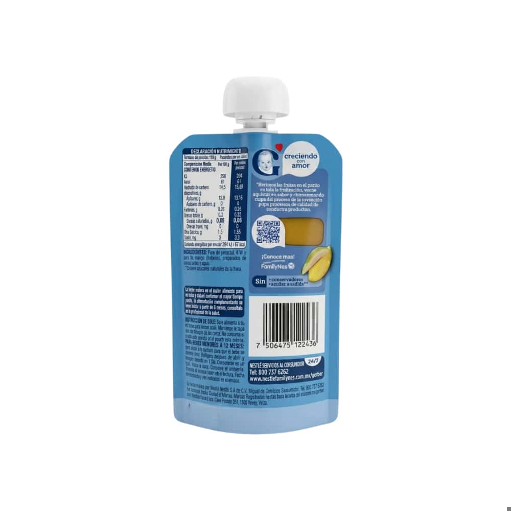 Alimento para lactantes sabor pera y mango Gerber (110 g / 3.88 oz) - Miniatura 4