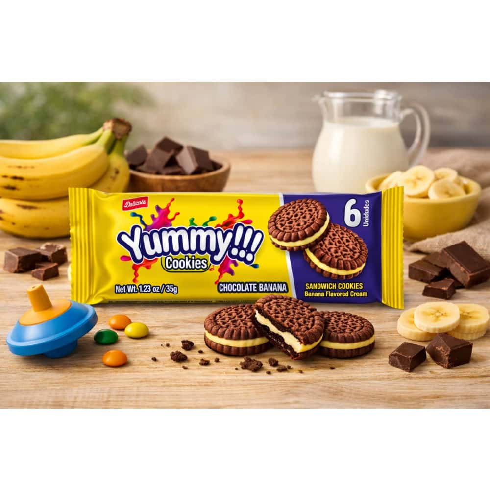 Galletas sándwich de choco rellenas de crema sabor a plátano Delizola (6 x 35 g / 1.23 oz) - Miniatura 2