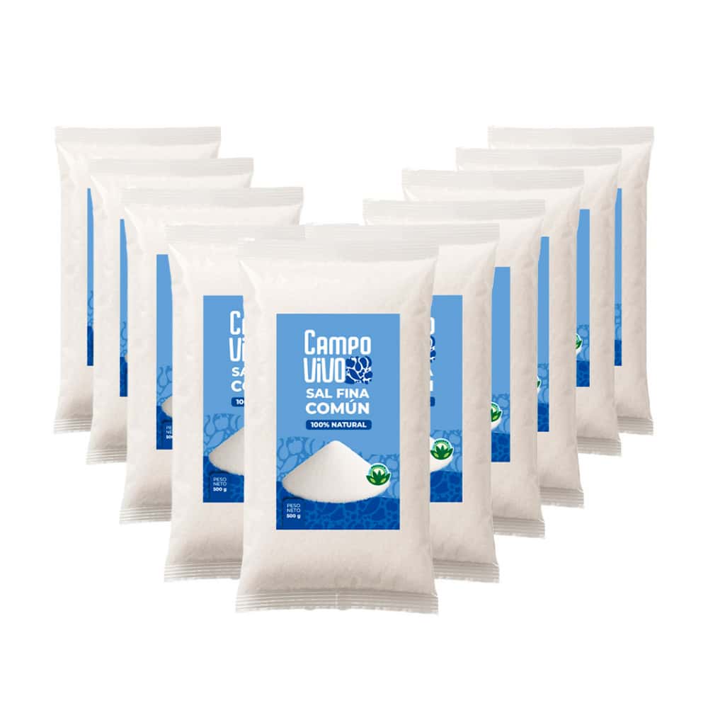 Sal fina común Campo Vivo (10 x 500 g / 1.1 lb) - Miniatura 1