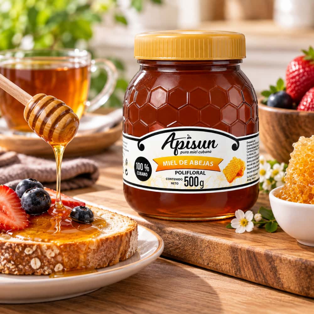 Miel de abejas polifloral 100% natural Apisun (500 g / 1.1 lb) - Miniatura 5