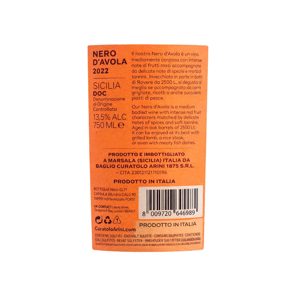 Vino Tinto Nero d’Avola Curatolo Arini (750 ml) - Miniatura 2