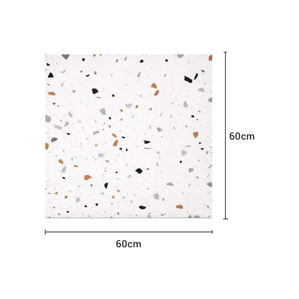 Caja de losas blanca terraza con chips de porcelana esmaltada 600 mm x 600 mm Malu M-1063 (4 U) - Miniatura 3
