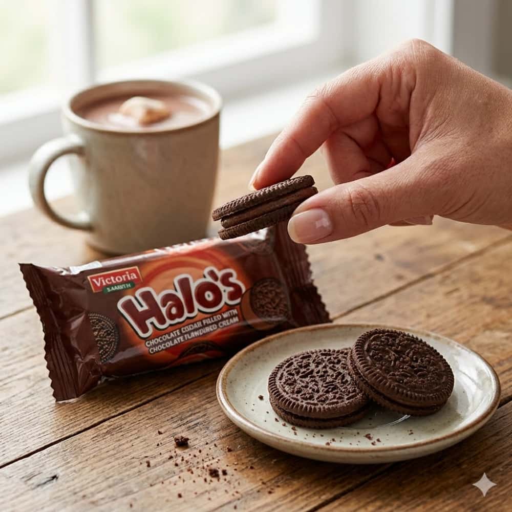 Galletas de chocolate rellenas con crema sabor chocolate Victoria Garden Halo’s (30 g / 1.05 oz) - Miniatura 5