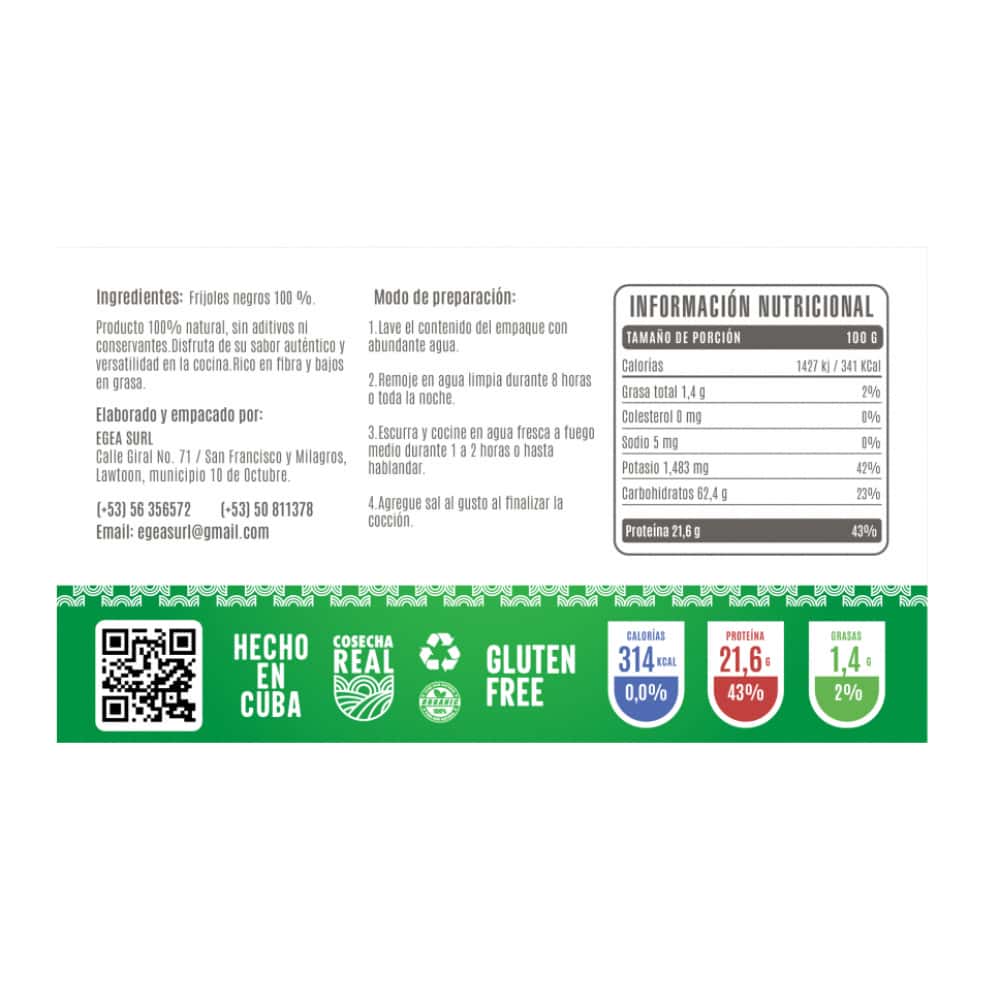 Frijoles negros Cosecha Real (2 x 1 kg / 2.2 lb) - Miniatura 3