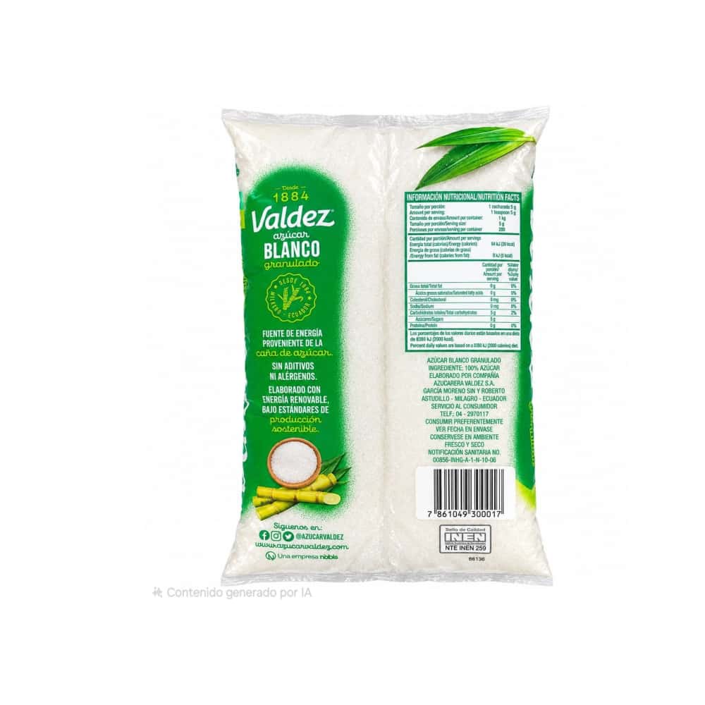 Azúcar blanca granulada Valdez (1 kg / 2.2 lb) - Miniatura 2