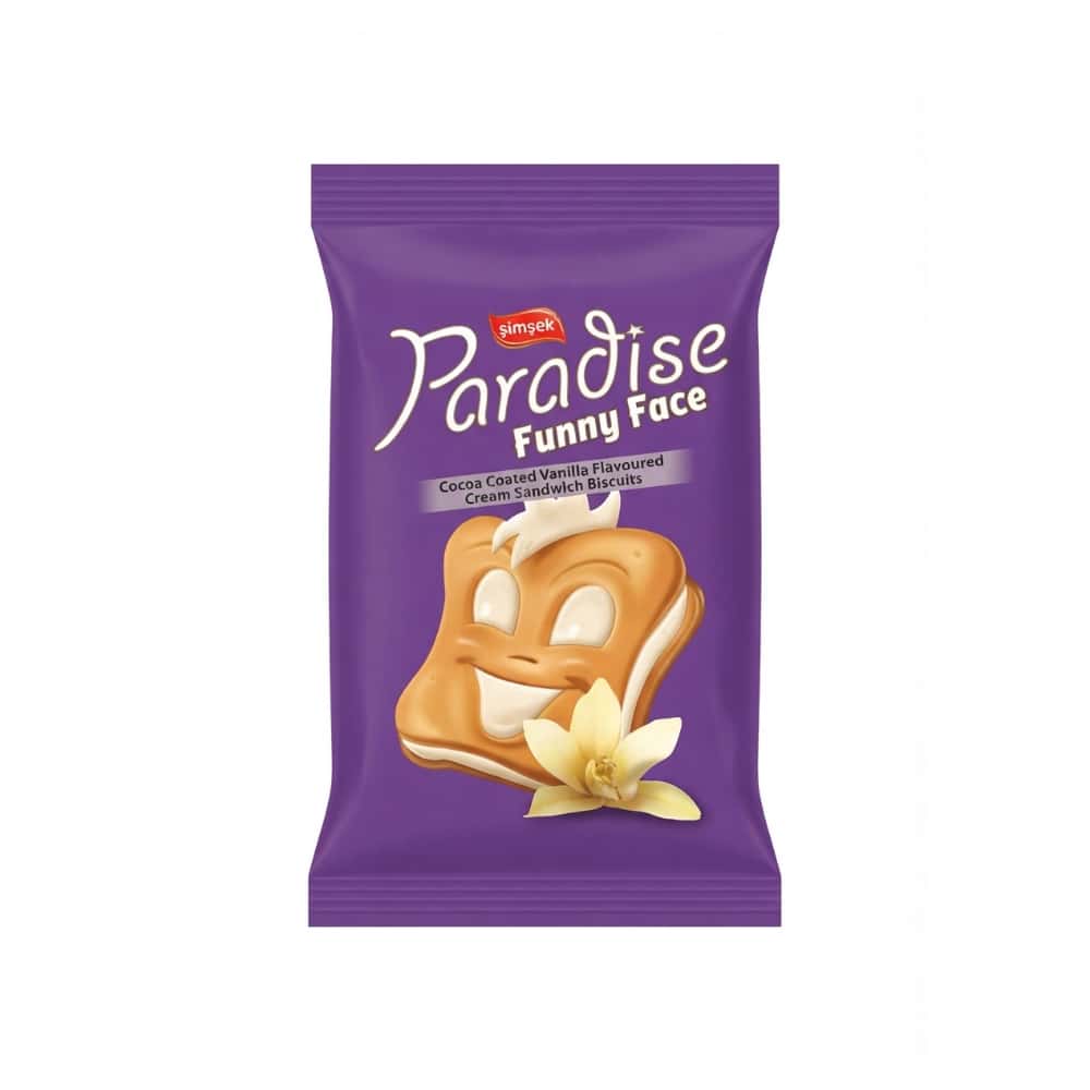 Galleta de vainilla rellena con crema de vainilla Paradise Funny Face Simsek (22 g) - Miniatura 1