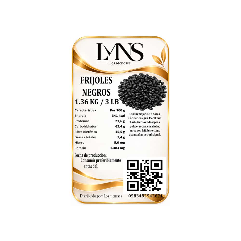 Frijoles negros Los Meneses (1.36 kg / 3 lb) - Miniatura 2