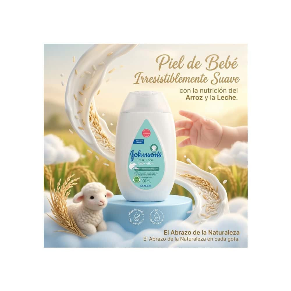 Loción de leche y arroz para bebé Johnson's (100 ml) - Miniatura 4