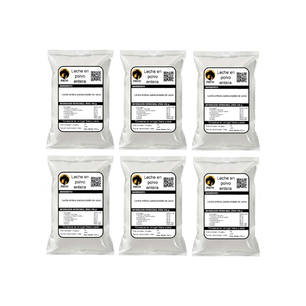 Leche en polvo entera Peco (6 x 500 g / 1.1 lb) - Miniatura 1