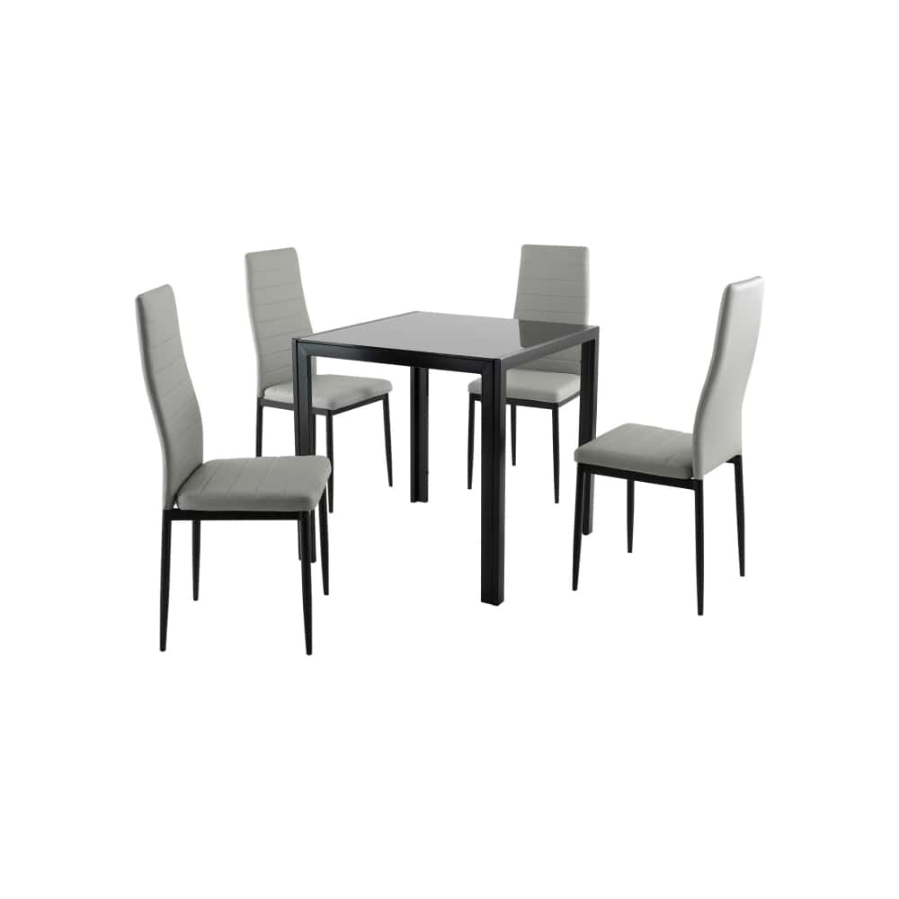 Juego de comedor Dowell: mesa con 4 sillas gris claro - Miniatura 1