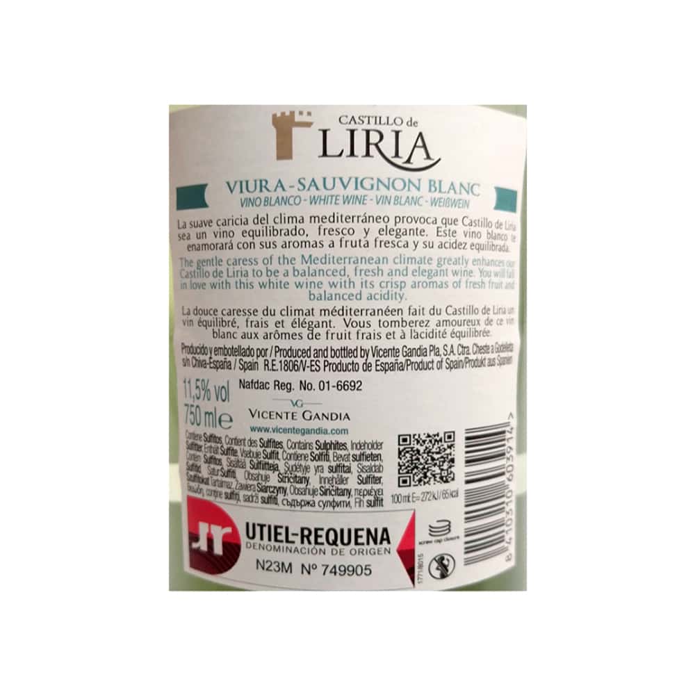 Vino blanco Sauvignon Castillo de Liria (750 ml) - Miniatura 6