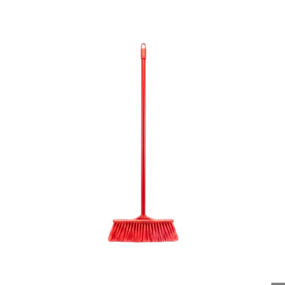 Escoba con mango de madera y cepillo rojo XL Soluciones - Miniatura 1