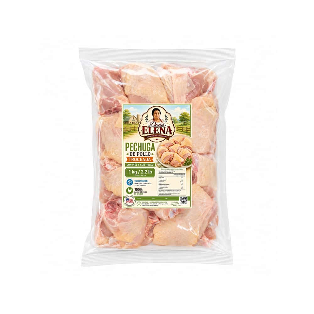 Pechuga de pollo troceada con piel y con hueso Doña Elena (1 kg / 2.2 lb) - Miniatura 1