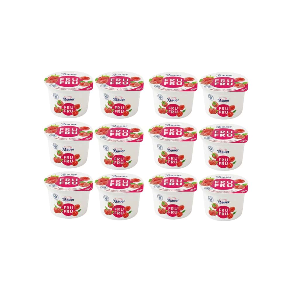 Yogur sabor frambuesa Bauer Fru Fru (12 x 100g / 3.53oz) - Miniatura 1