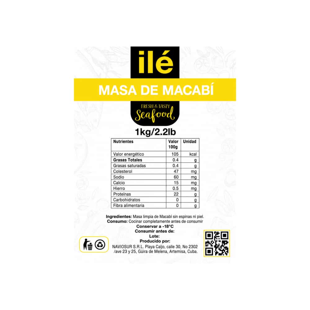 Masa de pescado Macabí Ilé (3 x 1 kg / 2.2 lb) - Miniatura 3