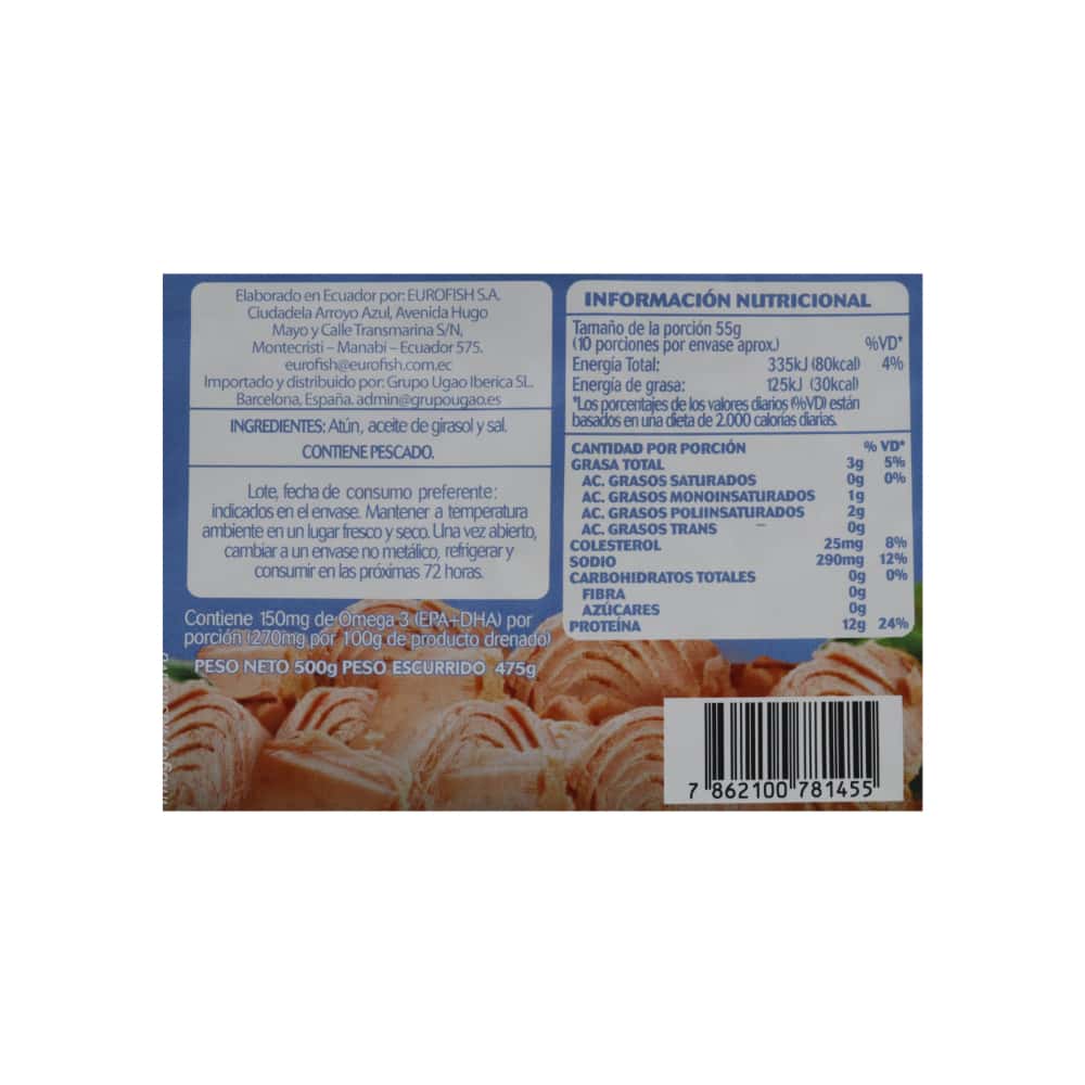 Atún en trozos en aceite de girasol Manabí (500 g / 1.1 lb) - Miniatura 2
