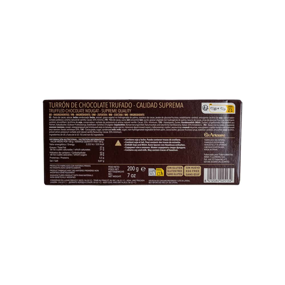 Turrón de chocolate trufado El Artesano (200 g / 7.05 oz) - Miniatura 2