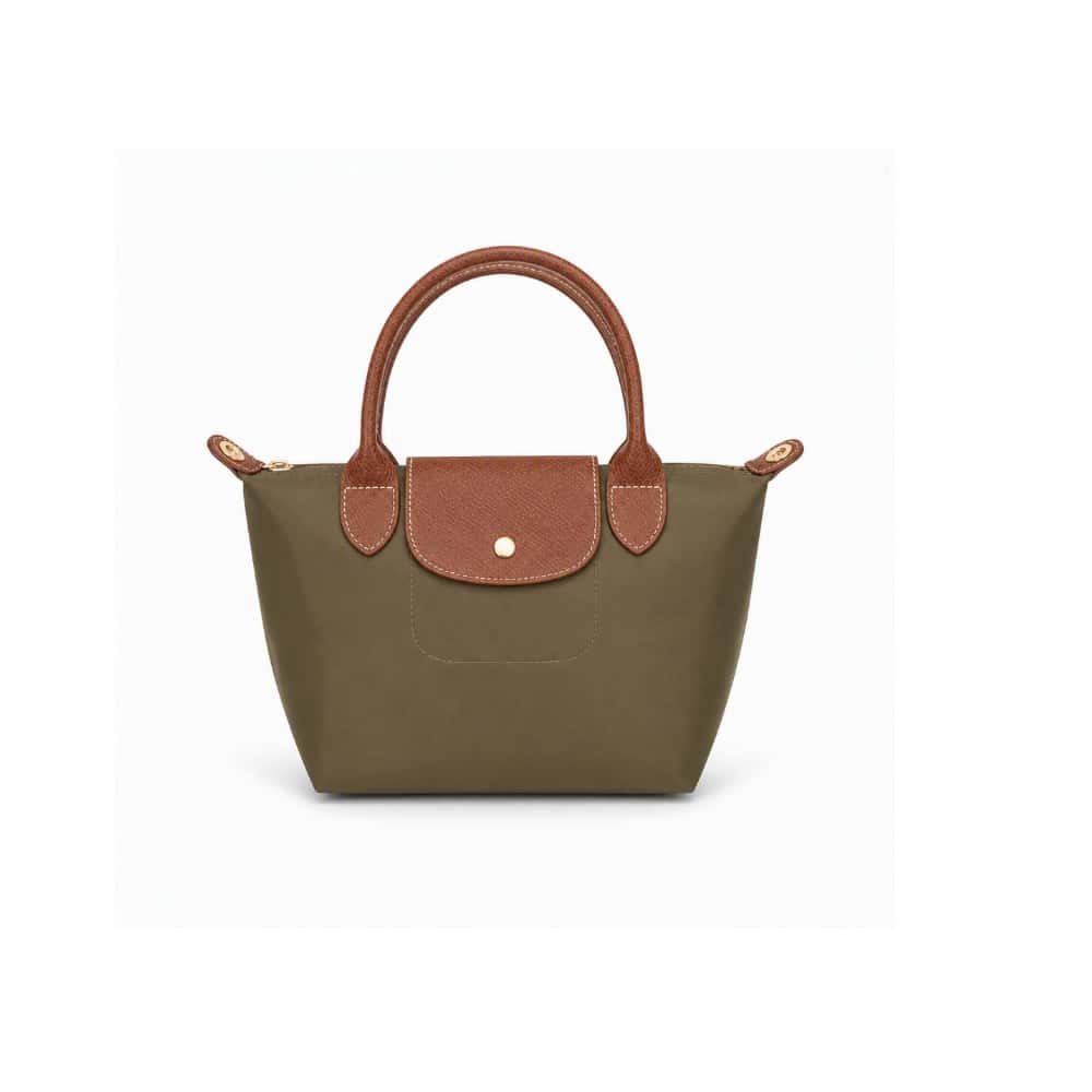 Bolso tote de nailon verde oliva con detalles de piel y asas extraíbles ISABELLA (1 U) - Miniatura 1