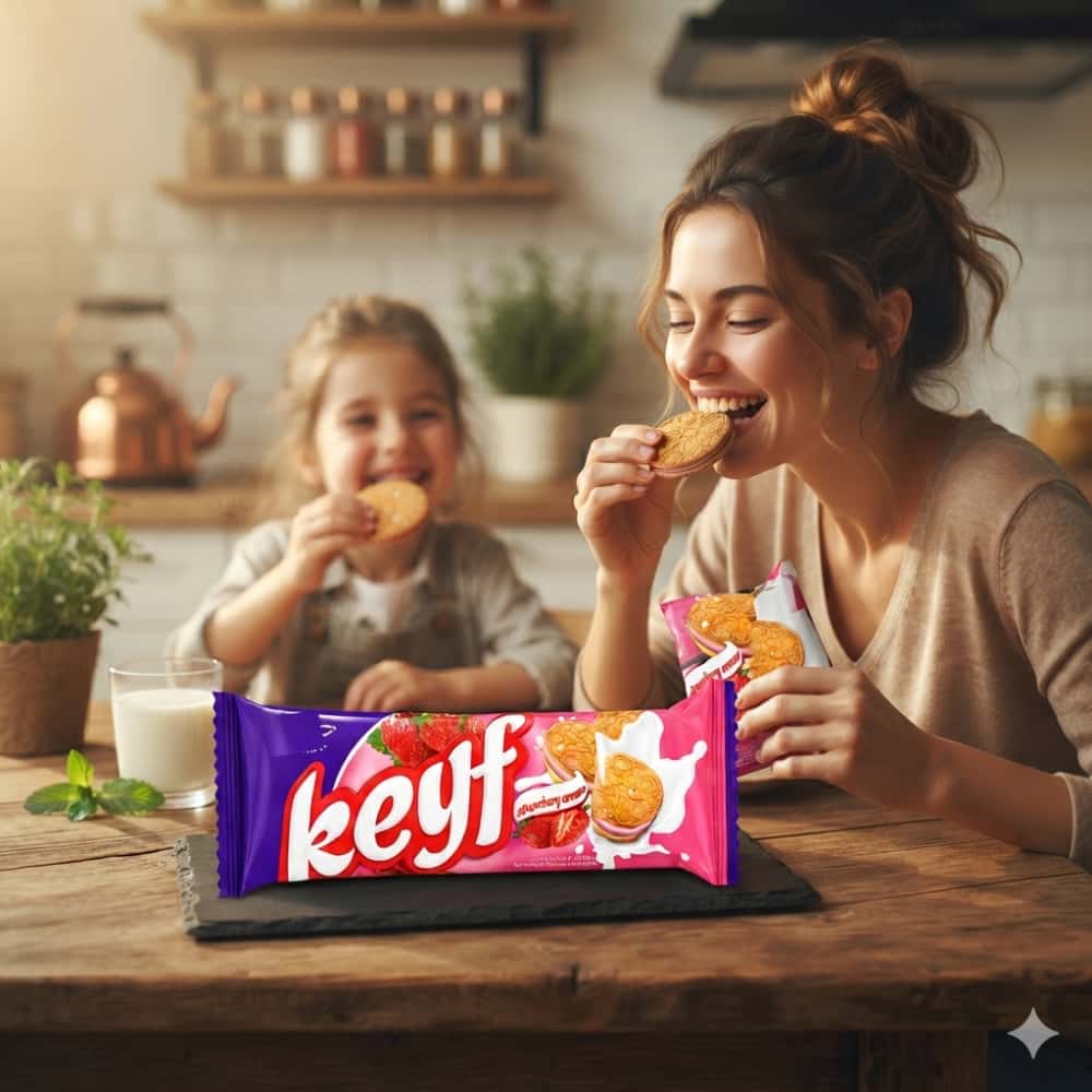 Galleta sándwich con crema de fresa Keyf Golda (50 g / 1.76 oz) - Miniatura 4