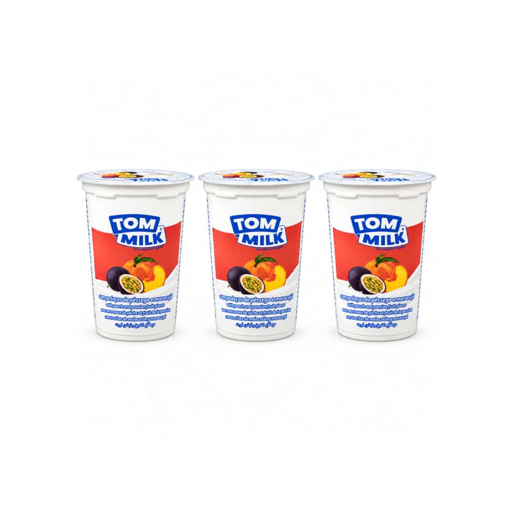 Yogurt pasteurizado sabor melocotón y maracuyá con trocitos de fruta Tom Milk (3 x 500 g / 1.10 lb) - Miniatura 1