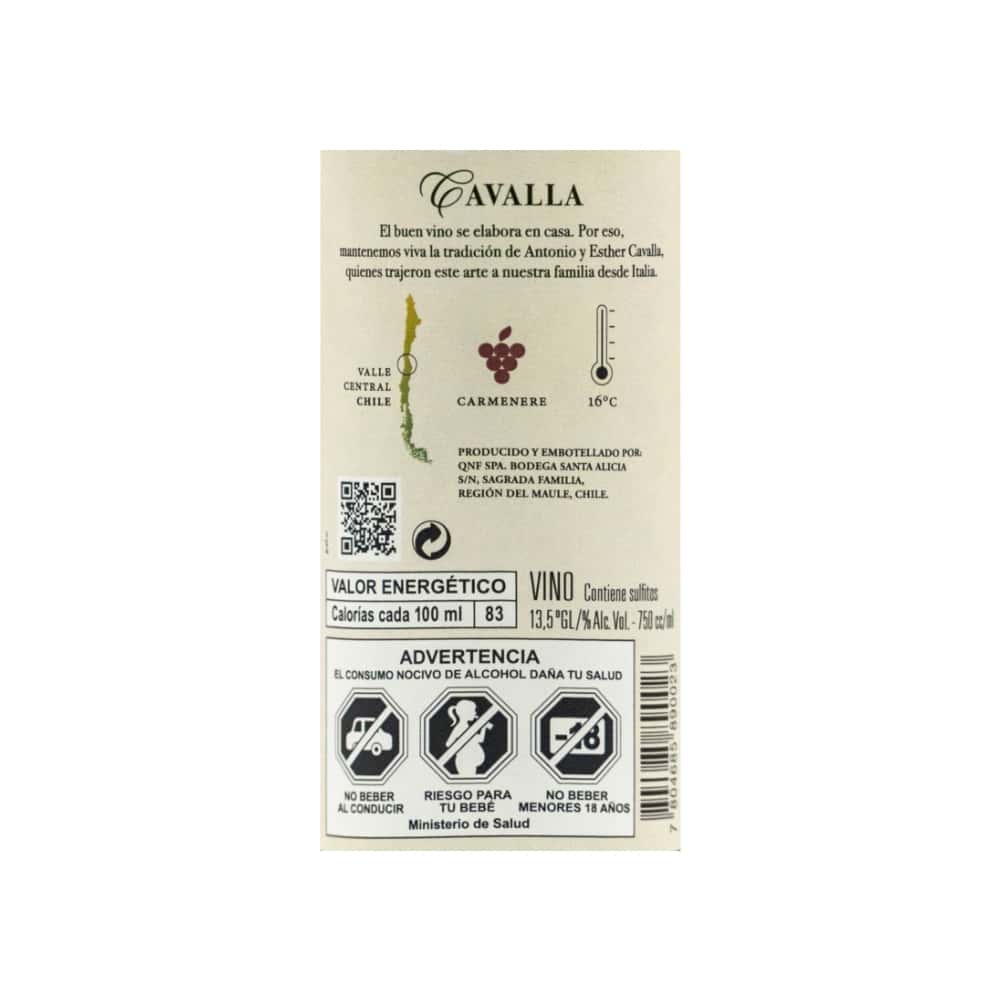 Vino tinto Carmenere Cavalla (750 ml) - Miniatura 3