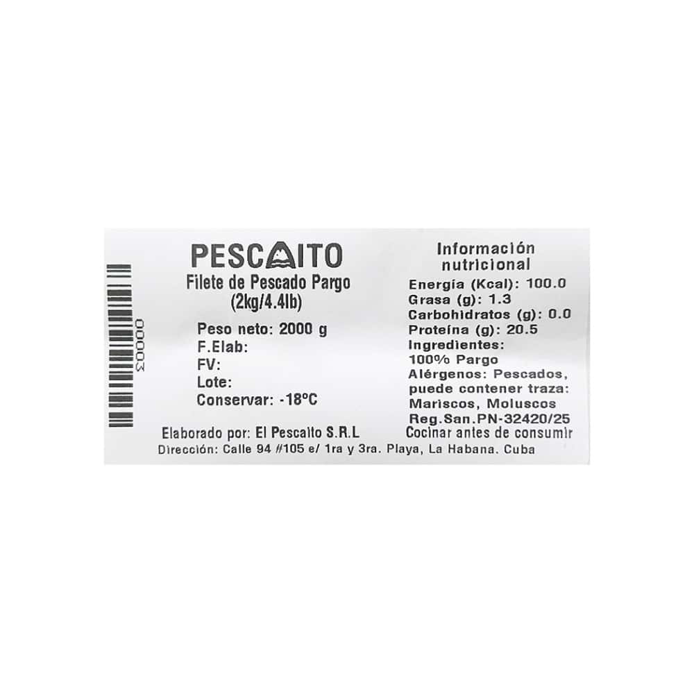 Filete de pescado pargo Pescaito (2 kg / 4.4 lb) - Miniatura 4